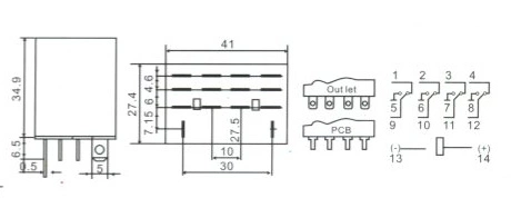 Ly4 14pin General Purpose Electromagnetic Relay