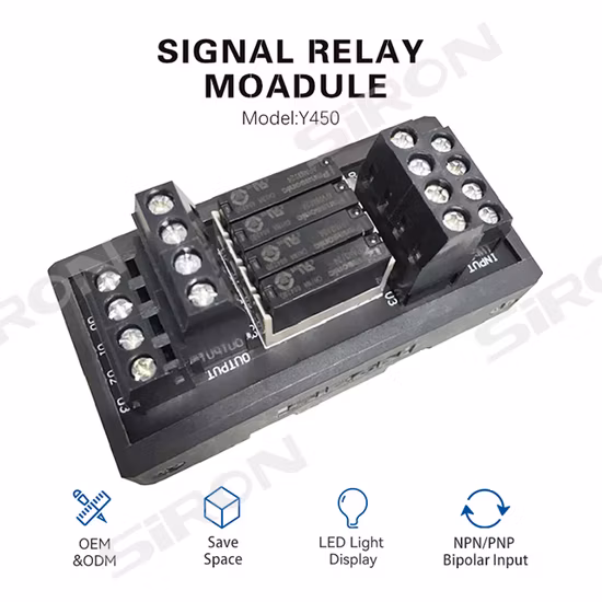 Siron Y450 High-Quality 4-Bit Wide-Bottom Signal Relay Module for PLC