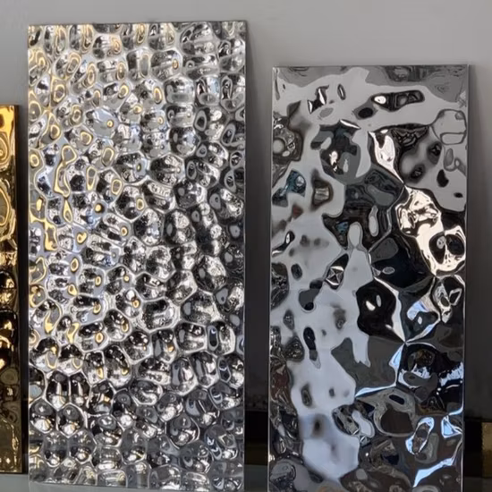 Serie legno (acero), lamiera di acciaio inox HL sabbiata, laminata, verniciata a colori, verniciata PVD, acidata, forata