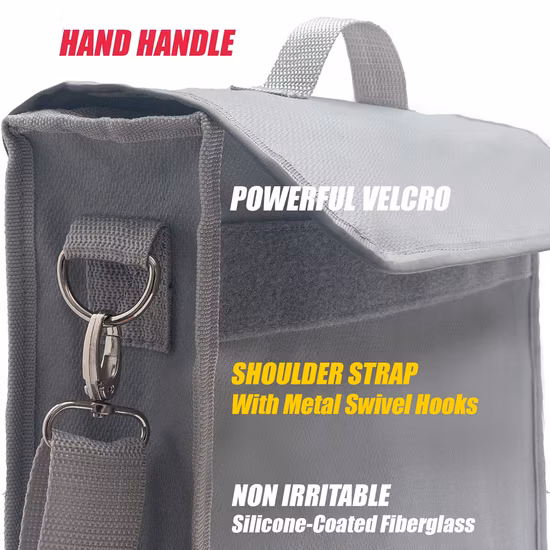 Borsa portadocumenti ignifuga, resistente al fuoco e all'acqua, valigetta sicura, borsa porta soldi con chiusura TSA e visibile al buio